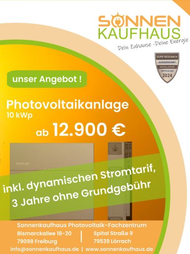 Photovoltaikanlage schlüsselfertig mit dynamischen Stromtarif 3 Jahre ohne Grundgebühr